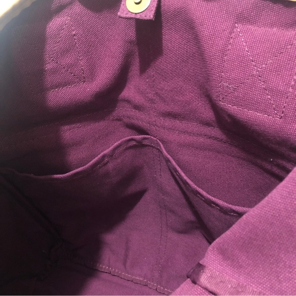 Purchase Canvas Tote Bag 12”Wx6”Wx13”H Floral Print High Capacity Pockets Maroon - Picture 6 of 9